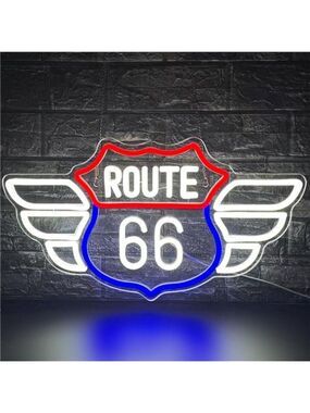 Route 66 LED Neon Sign Vintage Wall Decor Us High Way Road Garage Shop Man Cave